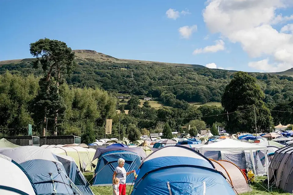 Tents pitched at Green Man Festival