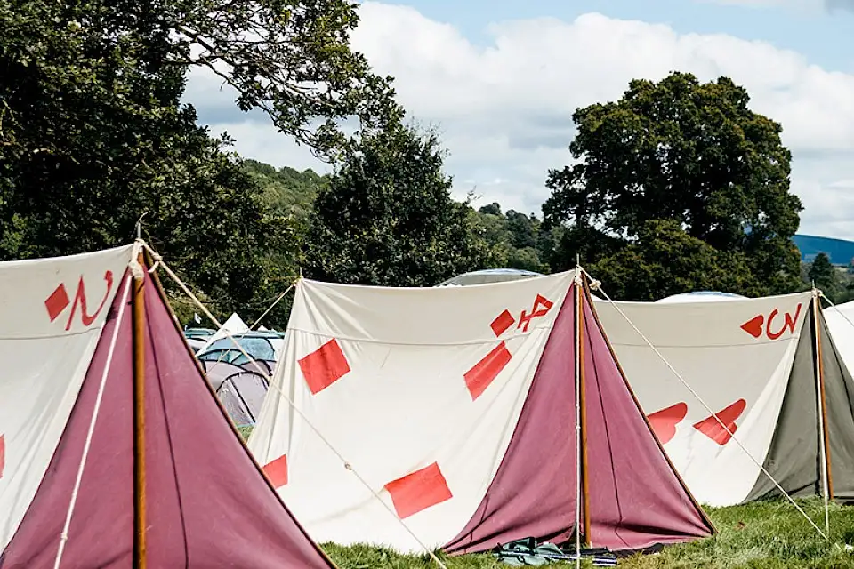 Tents with playing cards printed on the side