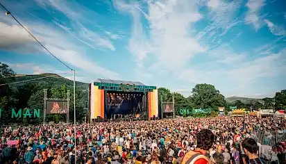The Mountain's Foot stage at Green Man festival with the crowd in the foreground
