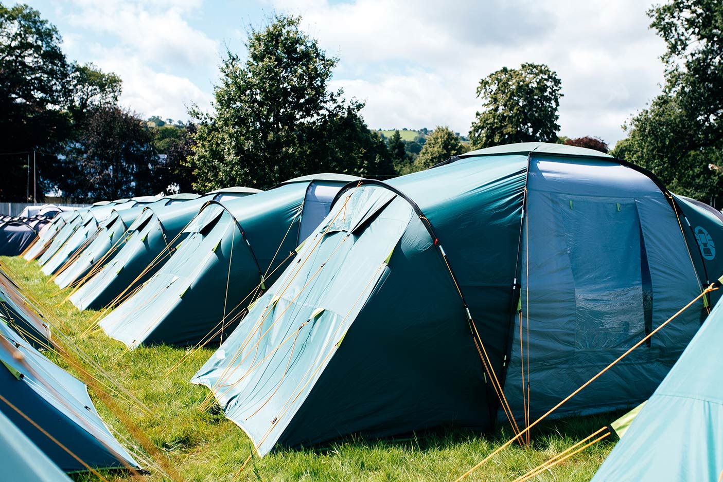 Tents pitched in a field