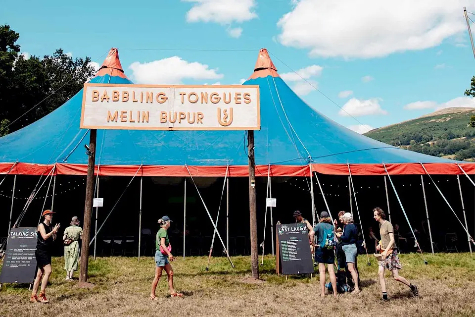 the babbling tongues large blue tent