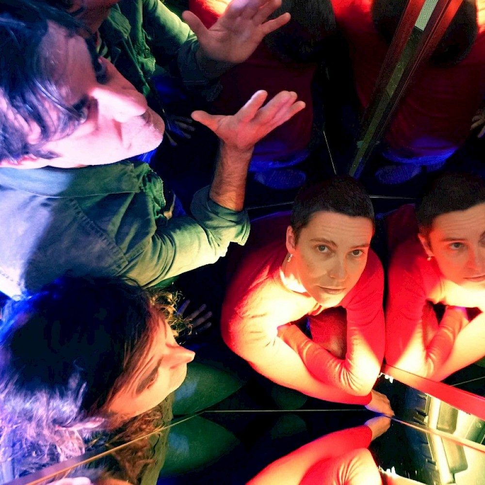 People in a mirror maze